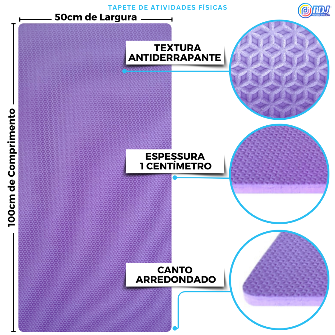 Tapete Atividade F&iacute;sica Lil&aacute;s 1,00x5