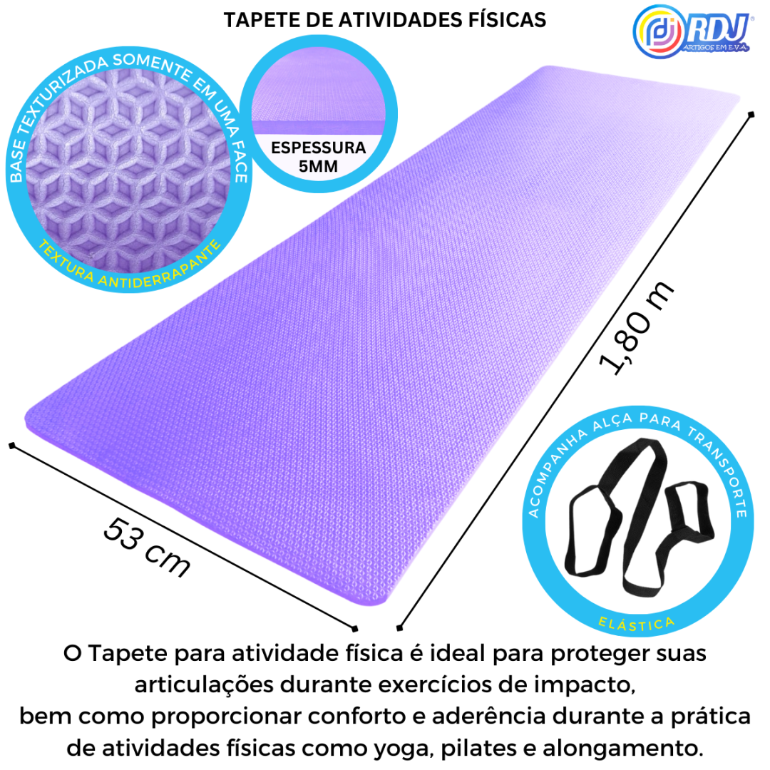 Tapete Atividade F&iacute;sica Lil&aacute;s 1,80x5