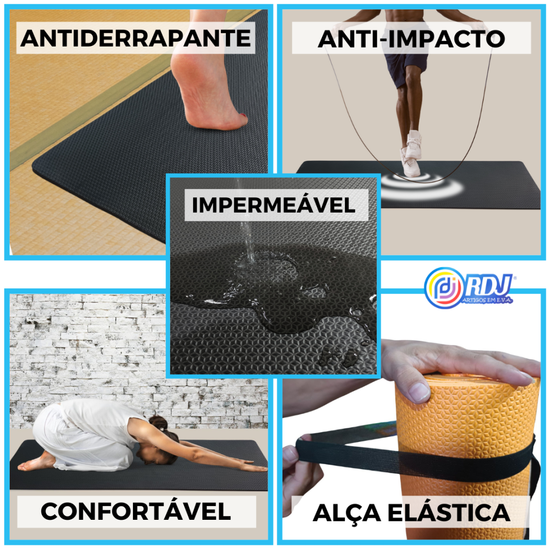 Tapete Atividade Física Preto 1,80x53x5mm