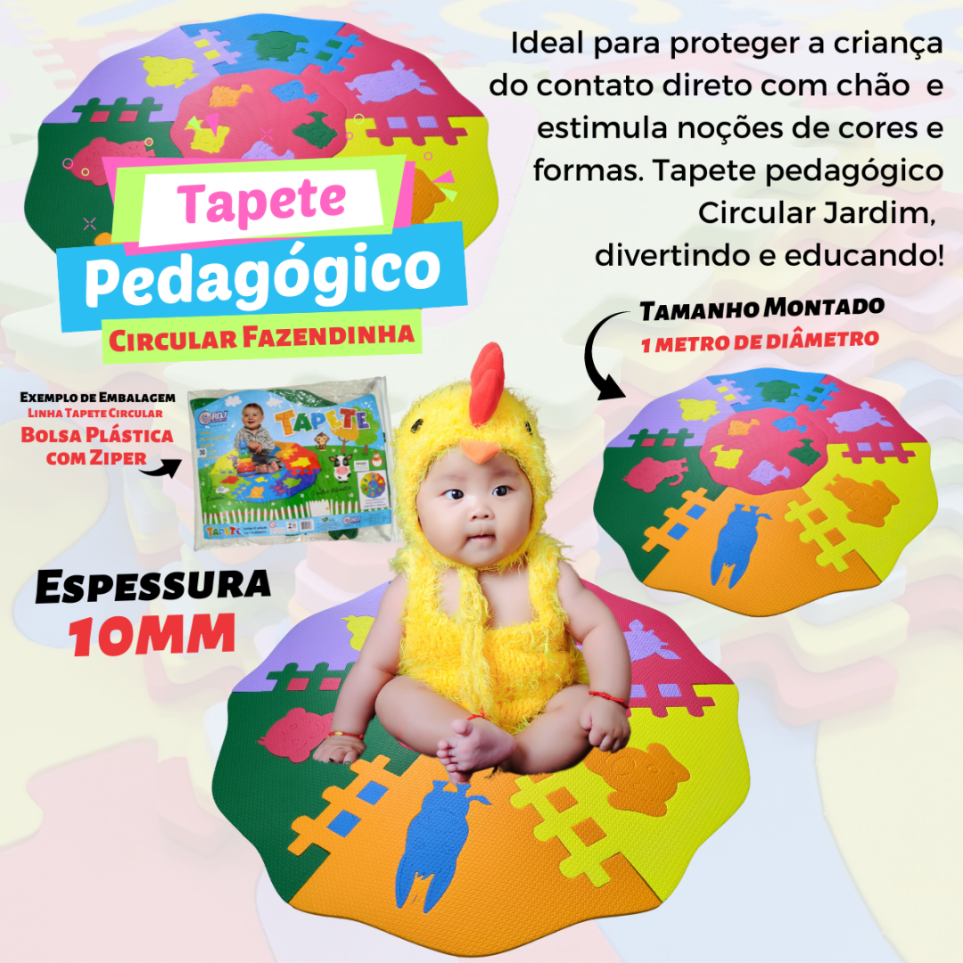 Tapete pedag&oacute;gico Circular Fazendinha